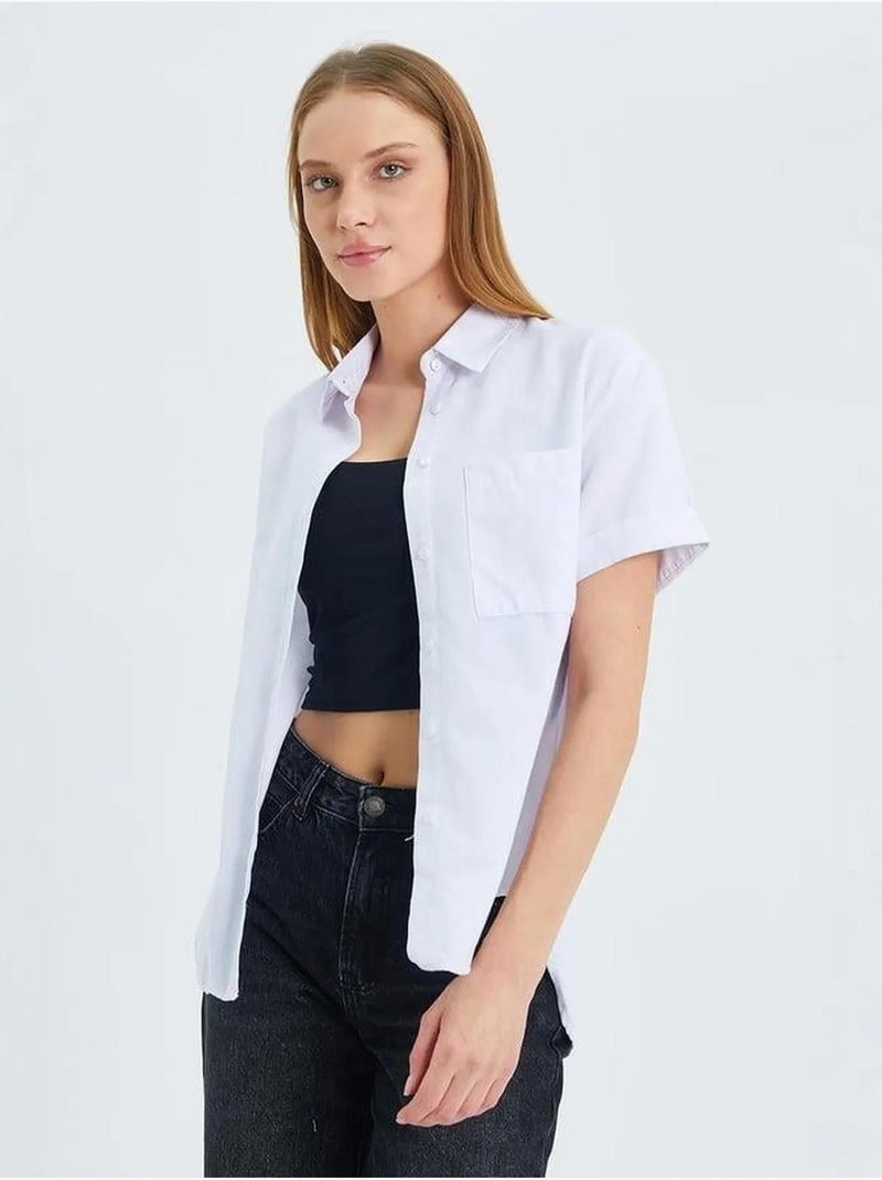 Chemise en popeline coupe slim avec poche mixray Blanc - Kiabi