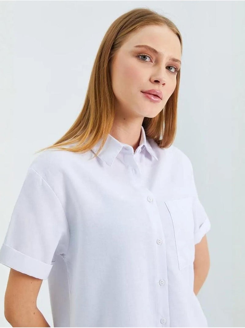 Chemise en popeline coupe slim avec poche mixray Blanc - Kiabi
