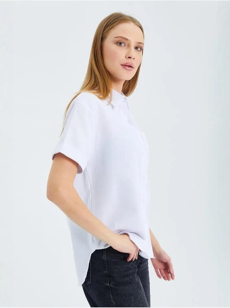 Chemise en popeline coupe slim avec poche mixray Blanc - Kiabi
