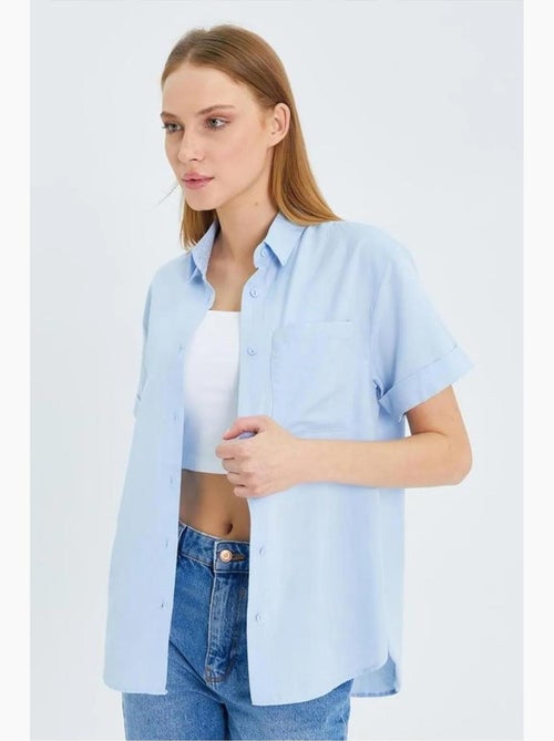 Chemise en popeline coupe slim avec poche mixray - Kiabi