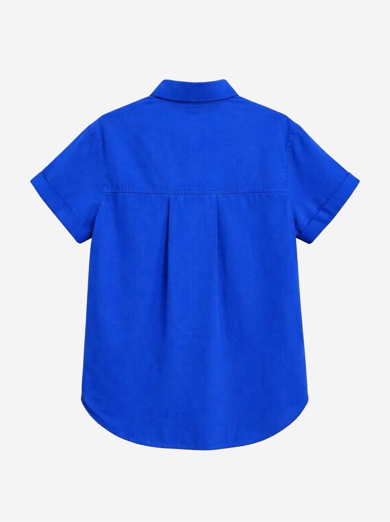 Chemise en popeline coupe slim avec poche mixray Bleu cobalt - Kiabi