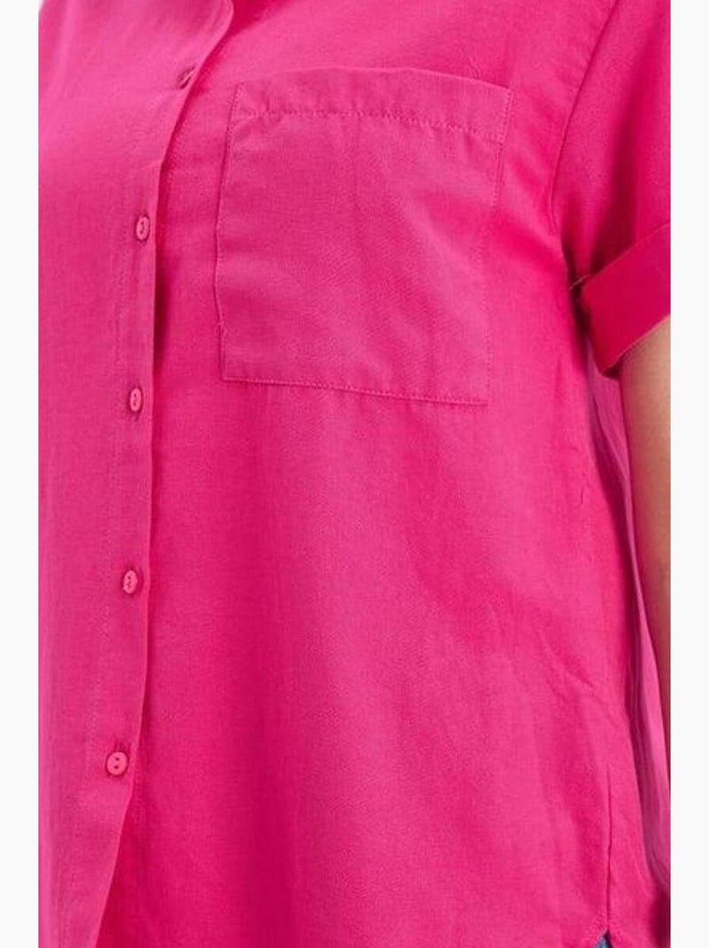 Chemise en popeline coupe slim avec poche mixray Cerise - Kiabi