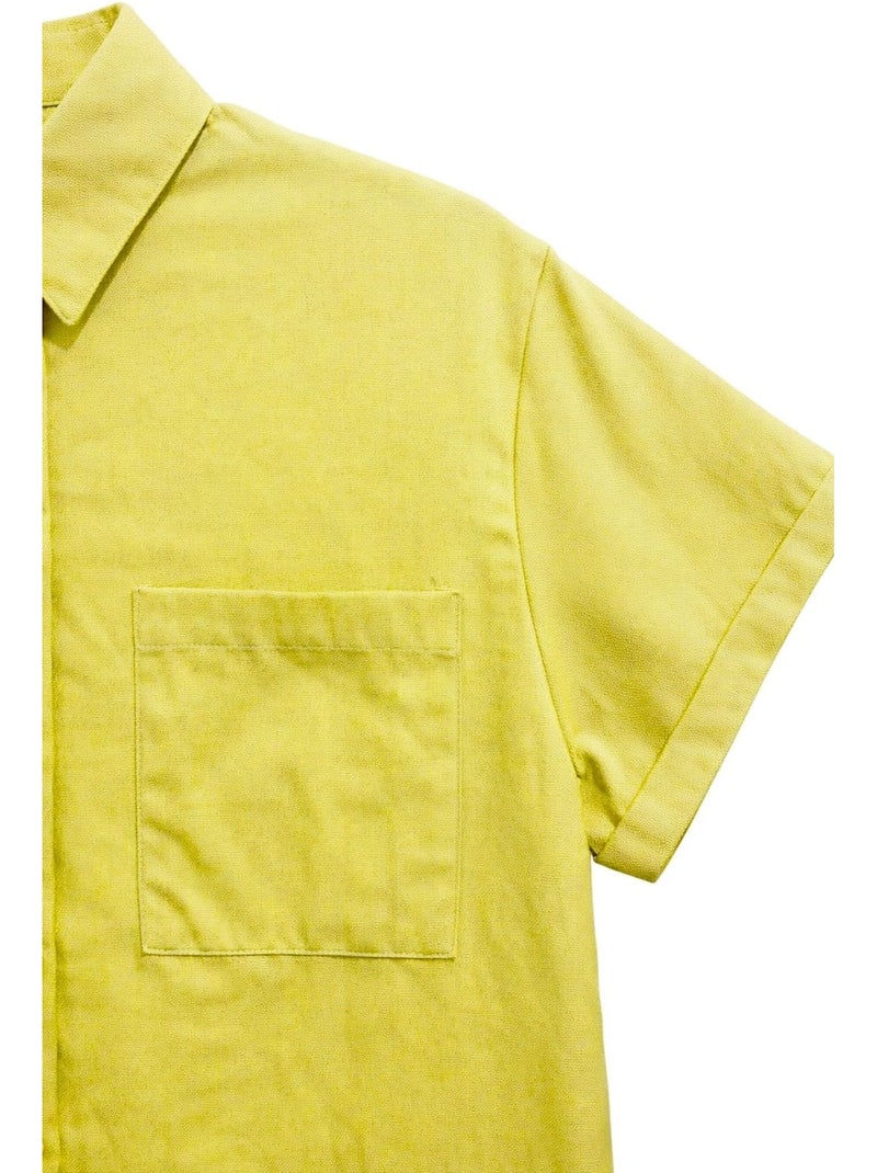 Chemise en popeline coupe slim avec poche mixray Jaune citron - Kiabi