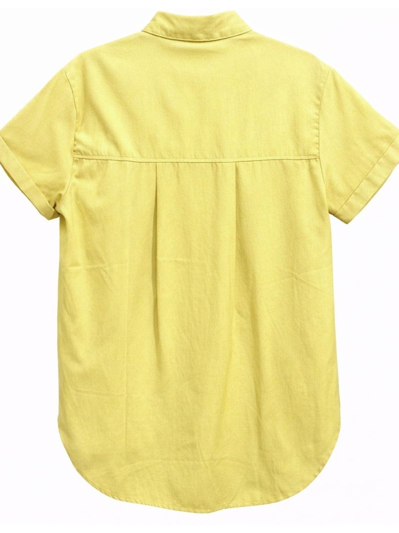 Chemise en popeline coupe slim avec poche mixray Jaune citron - Kiabi