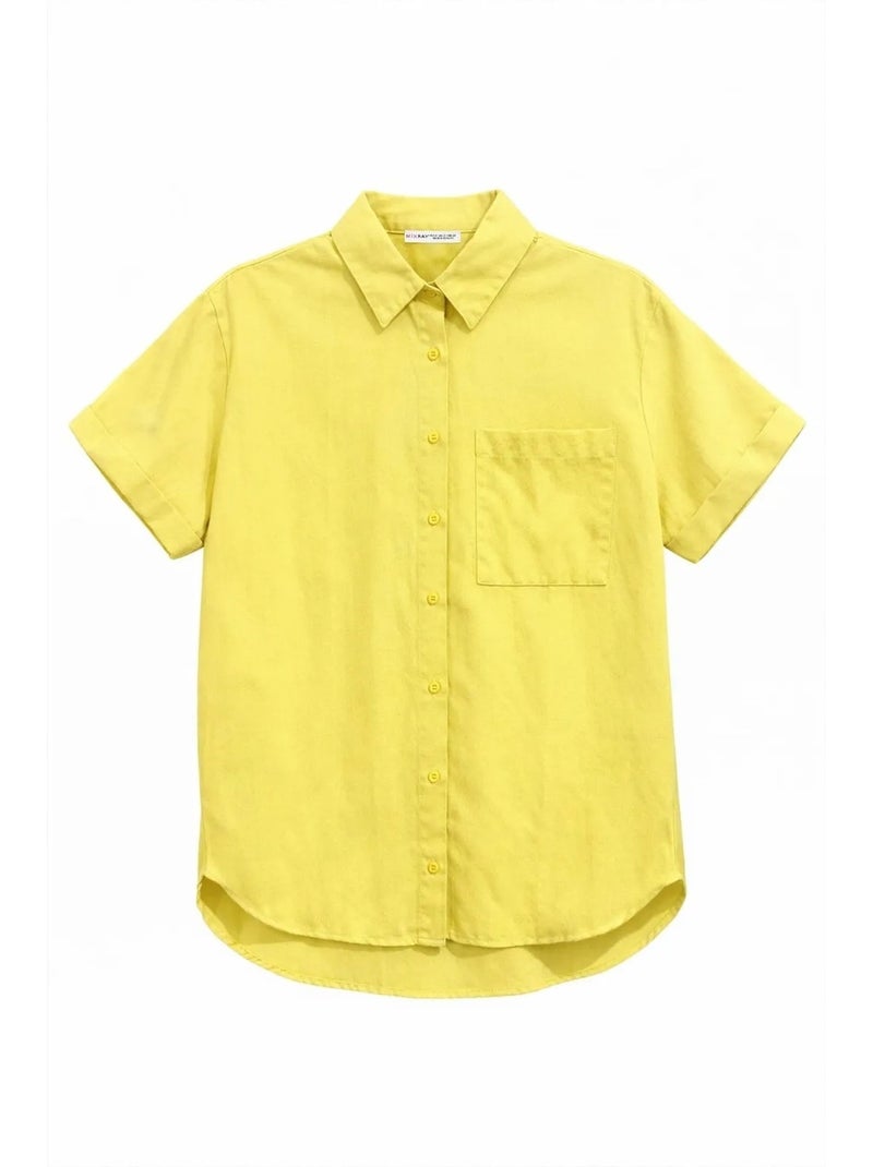 Chemise en popeline coupe slim avec poche mixray Jaune citron - Kiabi
