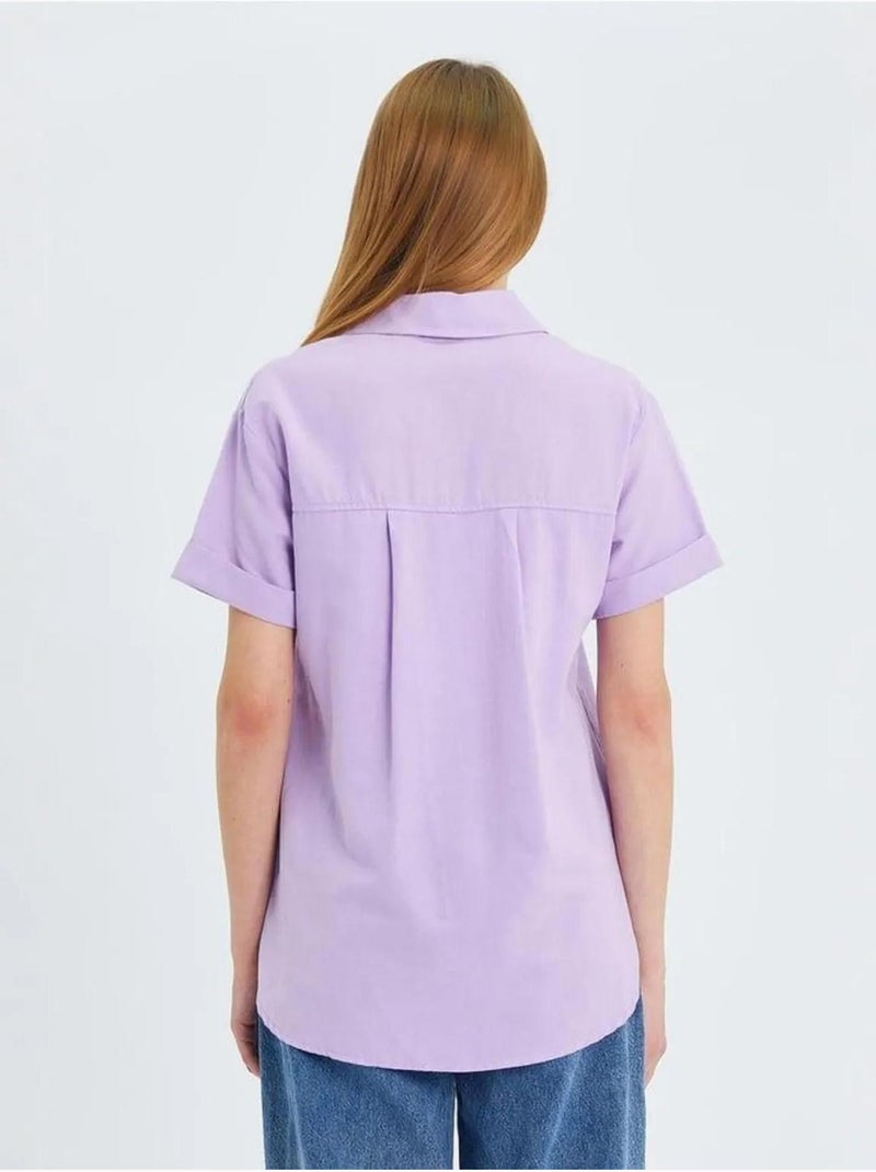Chemise en popeline coupe slim avec poche mixray Lavande - Kiabi
