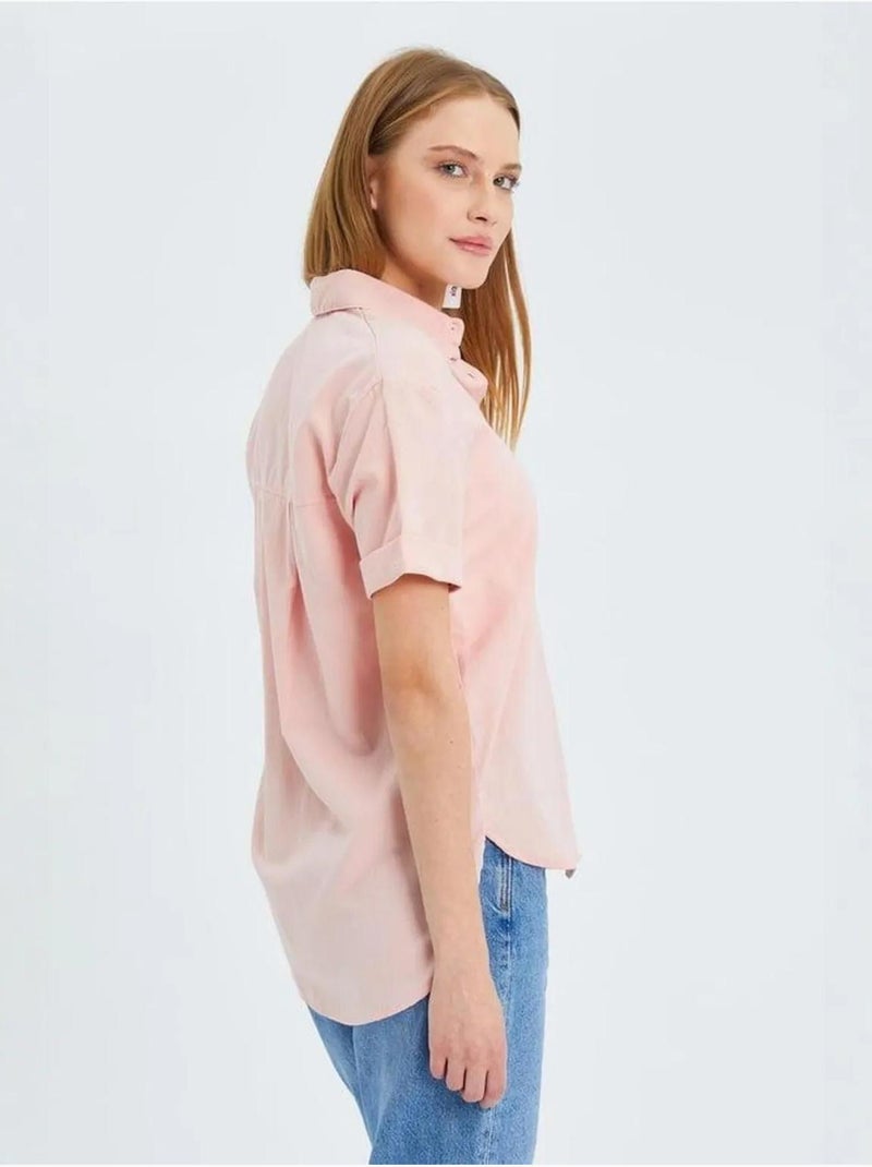 Chemise en popeline coupe slim avec poche mixray Rose pâle - Kiabi