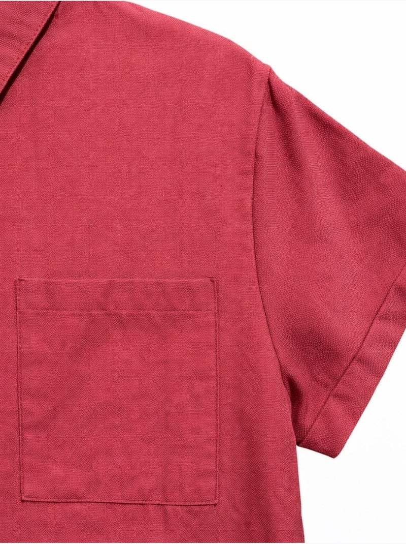 Chemise en popeline coupe slim avec poche mixray Rouge bordeaux - Kiabi