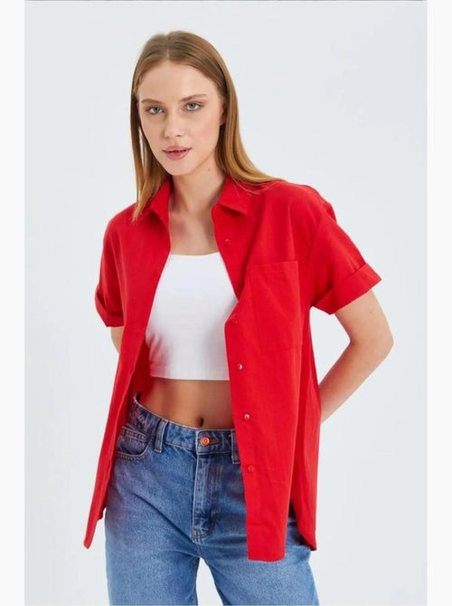 Chemise en popeline coupe slim avec poche mixray - Kiabi Chemise en popeline coupe slim avec poche mixray - Kiabi