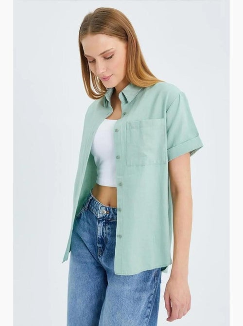 Chemise en popeline coupe slim avec poche mixray - Kiabi Chemise en popeline coupe slim avec poche mixray - Kiabi