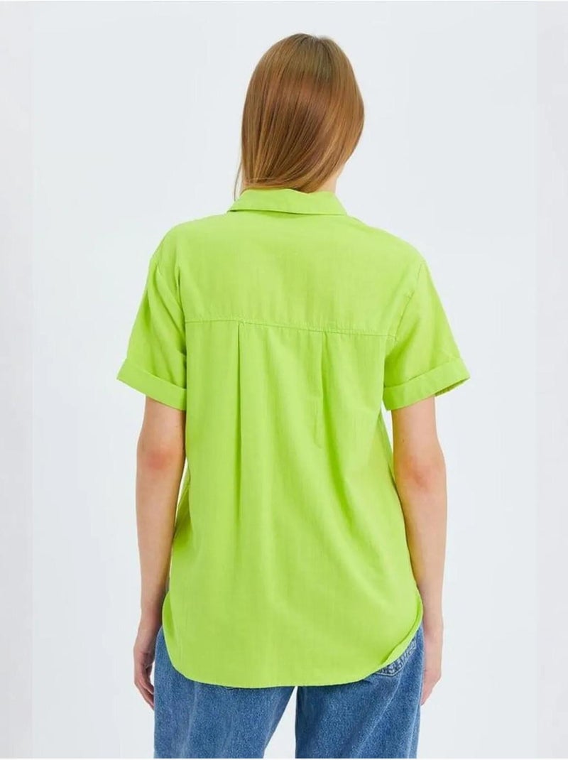 Chemise en popeline coupe slim avec poche mixray Vert tilleul - Kiabi
