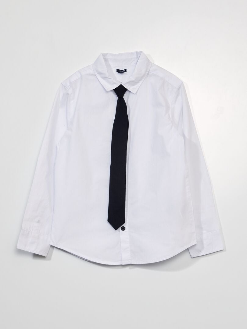 Chemise en popeline + cravate Blanc/noir - Kiabi