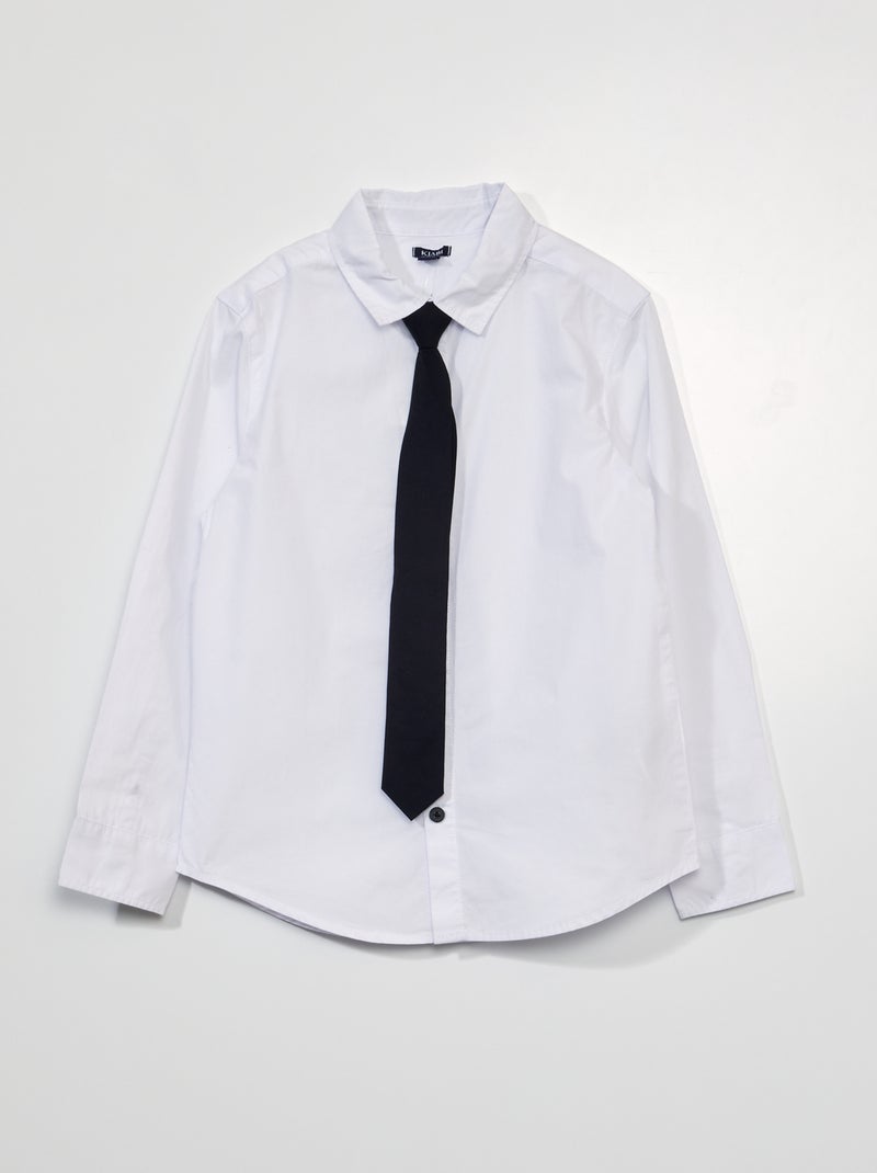Chemise en popeline + cravate Blanc/noir - Kiabi