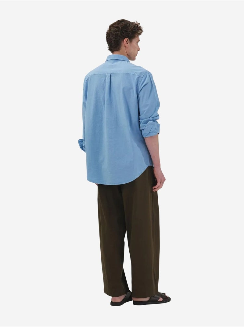Chemise en popeline de coton à imprimé texte pour homme giesto Bleu clair - Kiabi