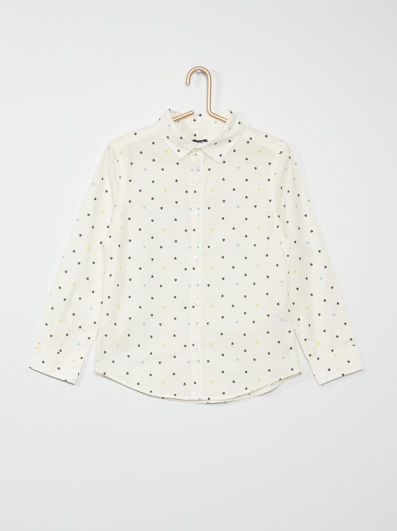 Chemise en popeline fantaisie blanc - Kiabi
