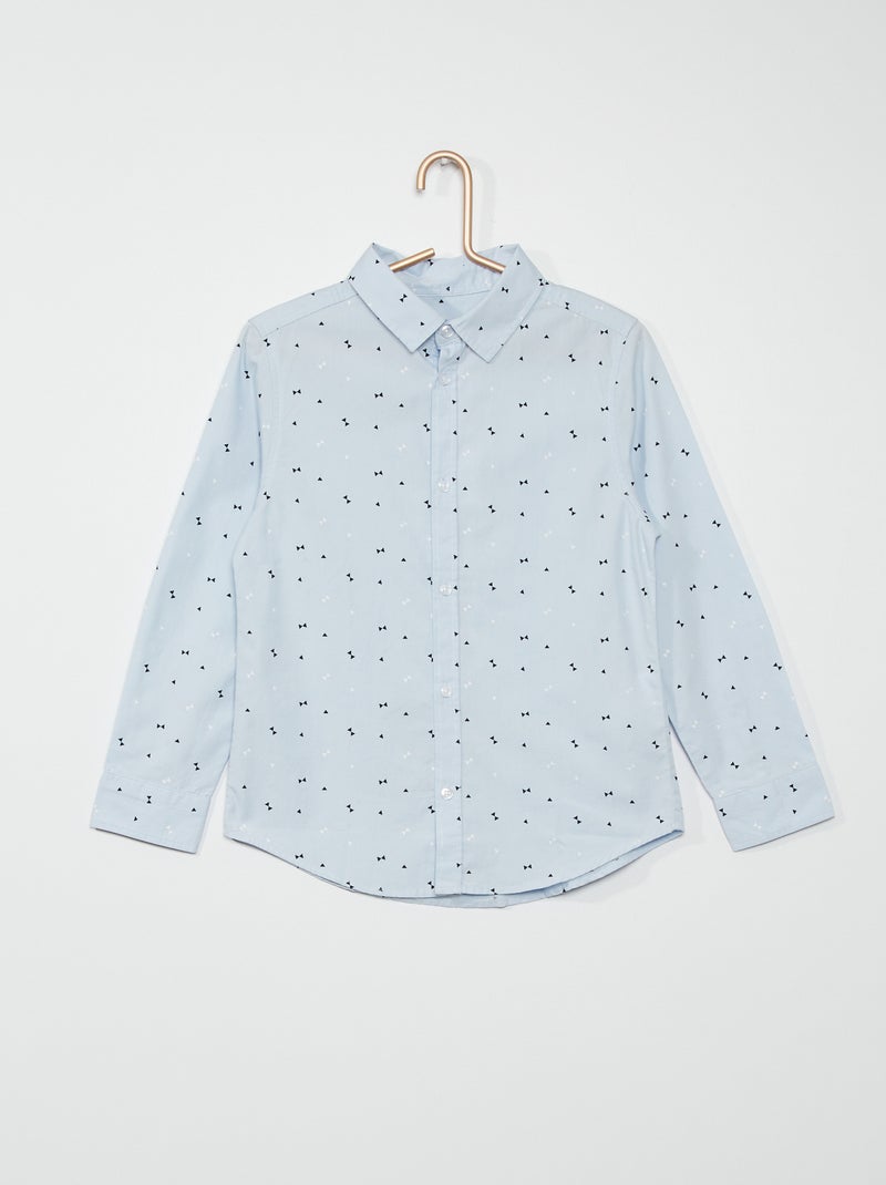Chemise en popeline fantaisie bleu - Kiabi
