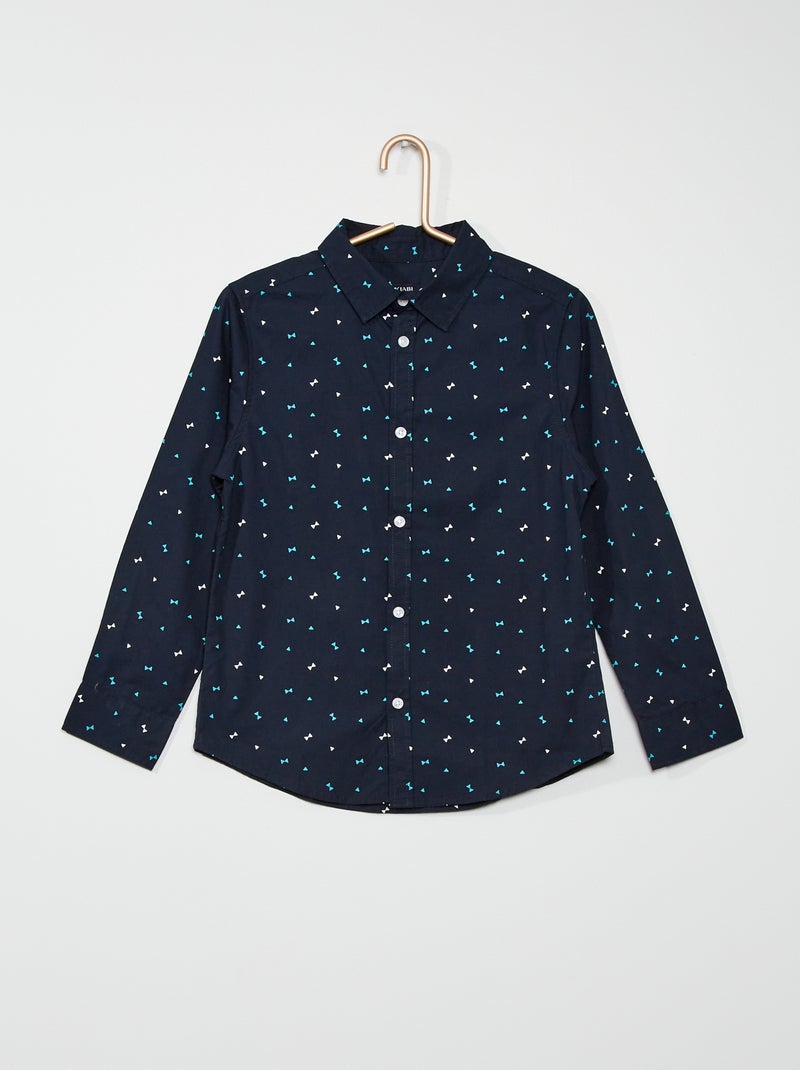 Chemise en popeline fantaisie bleu - Kiabi