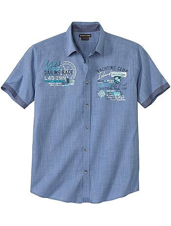 Chemise en popeline flammée bleue - atlas for men