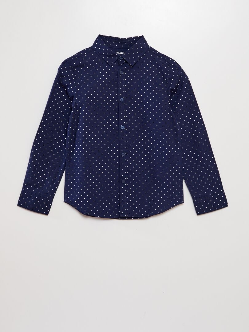 Chemise en popeline imprimée Bleu pois - Kiabi