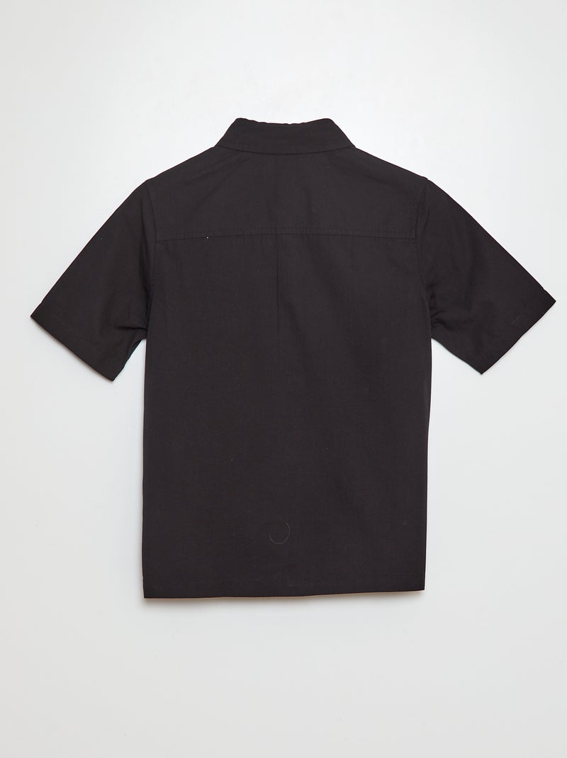 Chemise en popeline manches courtes noir - Kiabi