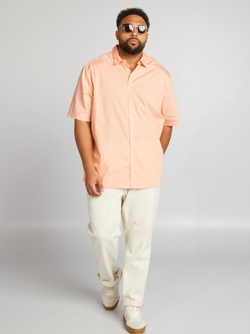 Chemise en popeline manches courtes Orange - Kiabi