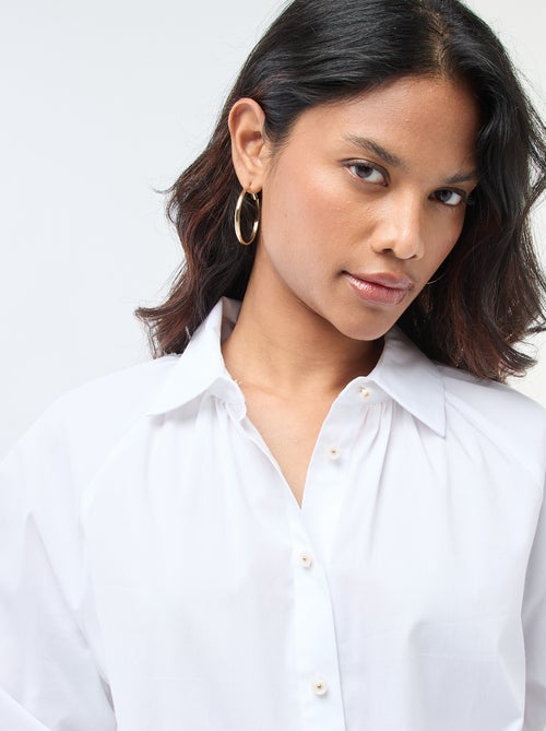 Chemise en popeline manches larges - Kiabi
