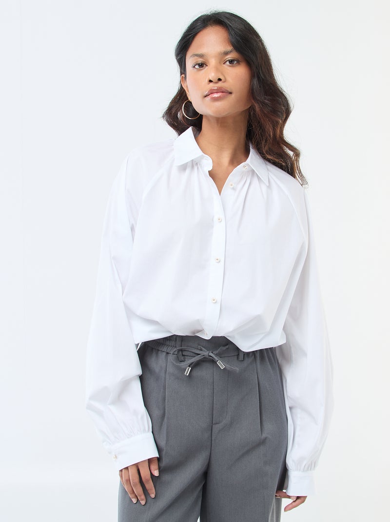 Chemise en popeline manches larges Blanc - Kiabi