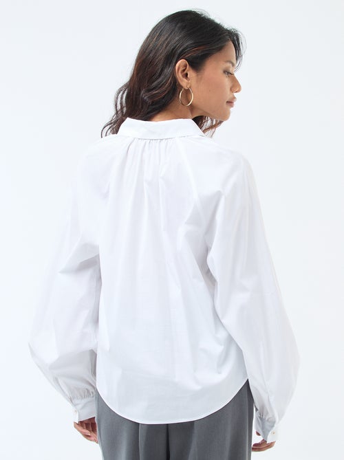 Chemise en popeline manches larges - Kiabi
