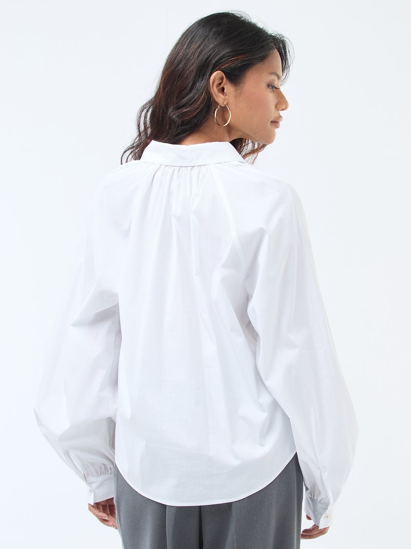 Chemise en popeline manches larges Blanc - Kiabi