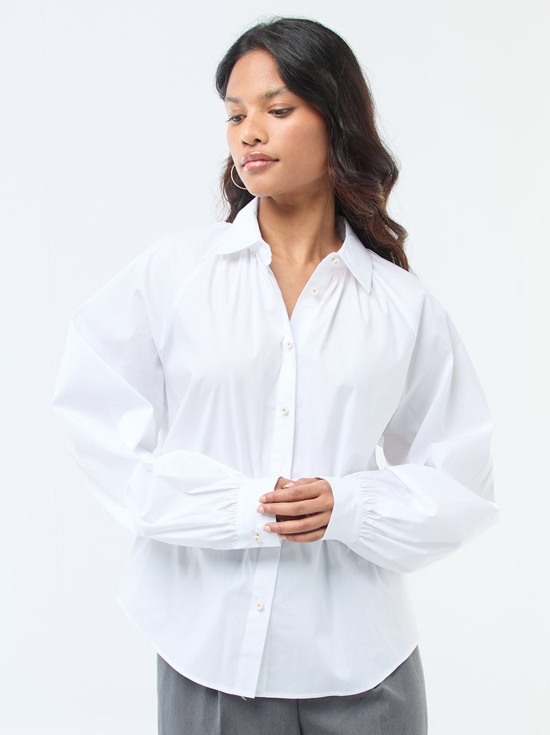 Chemise en popeline manches larges Blanc - Kiabi