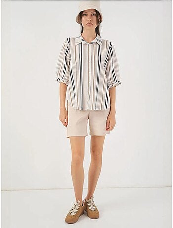 Chemise en popeline rayée à manches trois-quarts bdart
