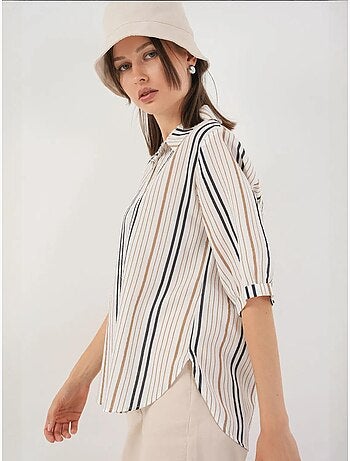 Chemise en popeline rayée à manches trois-quarts bdart