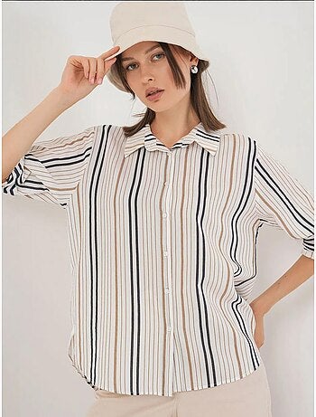 Chemise en popeline rayée à manches trois-quarts bdart
