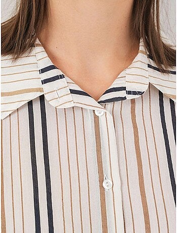 Chemise en popeline rayée à manches trois-quarts bdart