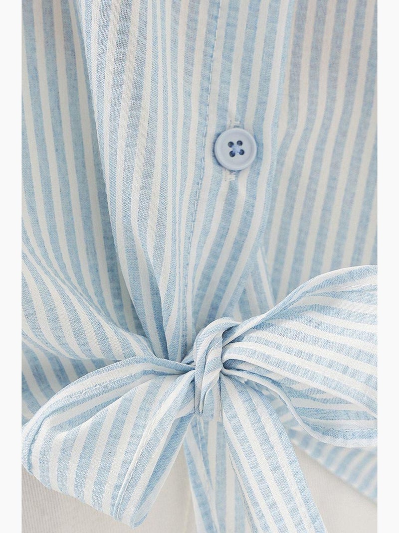 Chemise en popeline rayée à manches trois-quarts bdart Bleu clair - Kiabi