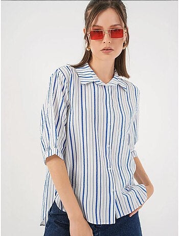 Chemise en popeline rayée à manches trois-quarts bdart