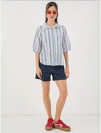 Chemise en popeline rayée à manches trois-quarts bdart