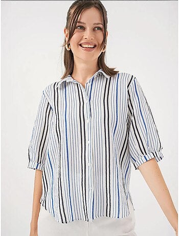 Chemise en popeline rayée à manches trois-quarts bdart