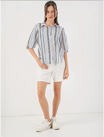 Chemise en popeline rayée à manches trois-quarts bdart