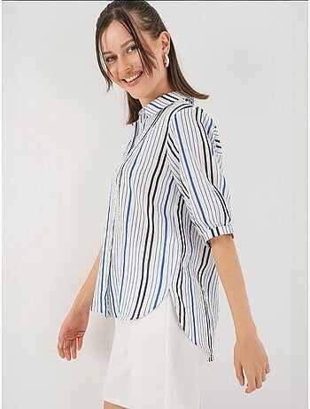 Chemise en popeline rayée à manches trois-quarts bdart