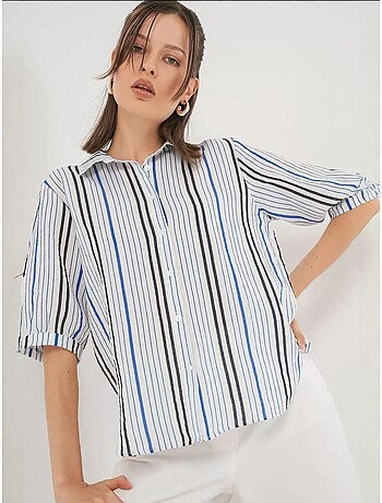 Chemise en popeline rayée à manches trois-quarts bdart