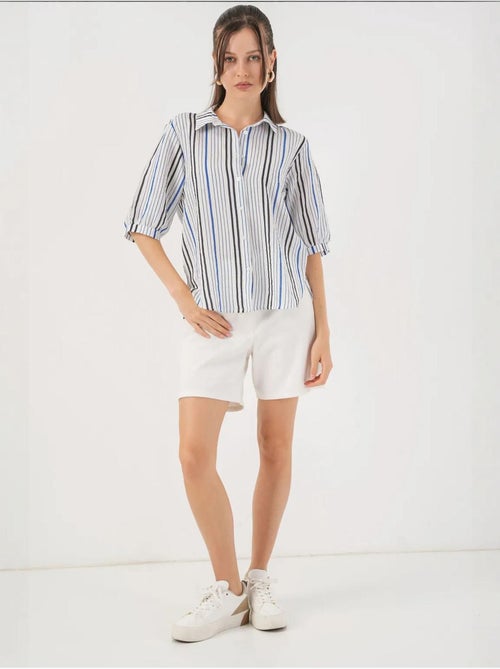 Chemise en popeline rayée à manches trois-quarts bdart - Kiabi Chemise en popeline rayée à manches trois-quarts bdart - Kiabi