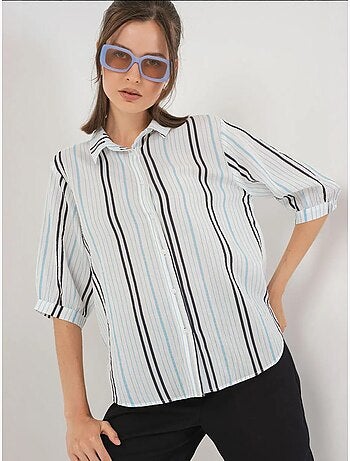 Chemise en popeline rayée à manches trois-quarts bdart