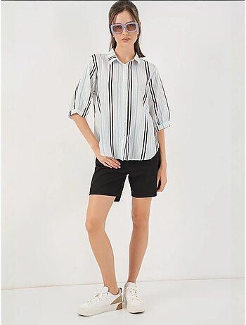 Chemise en popeline rayée à manches trois-quarts bdart
