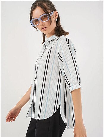 Chemise en popeline rayée à manches trois-quarts bdart