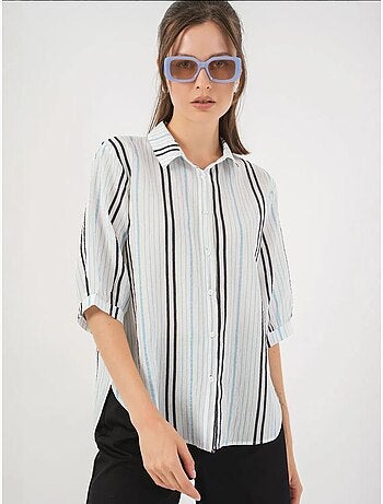 Chemise en popeline rayée à manches trois-quarts bdart