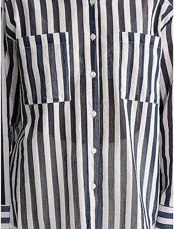 Chemise en popeline rayée avec poche mixray