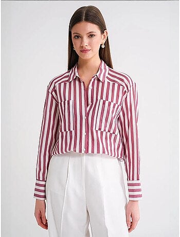 Chemise en popeline rayée avec poche mixray