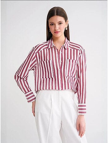 Chemise en popeline rayée avec poche mixray