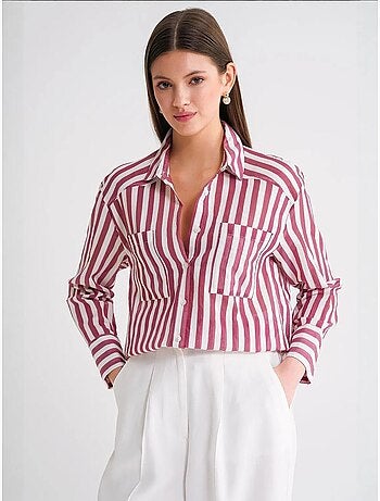 Chemise en popeline rayée avec poche mixray